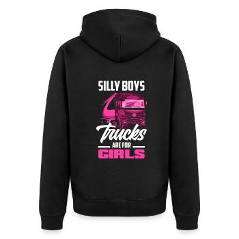 Truck Driver Trucker Truck Driver Driver - Unisex Premium Organic Zip Hoodie - black - Back - Nico (187cm)