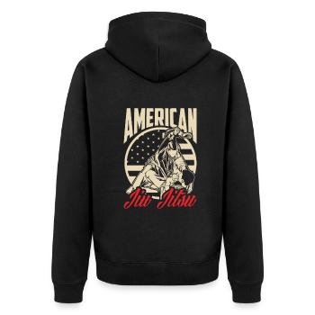 Jiu Jitsu Jiu Jitsu Jiu Jitsu - Unisex Premium Bio Zip Hoodie - Schwarz - Hinten - Nico (187cm)