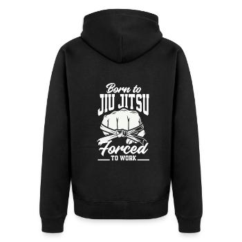 Jiu Jitsu Jiu Jitsu Jiu Jitsu - Unisex Premium Bio Zip Hoodie - Schwarz - Hinten - Nico (187cm)