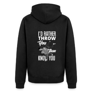 Jiu Jitsu Jiu Jitsu Jiu Jitsu - Unisex Premium Bio Zip Hoodie - Schwarz - Hinten - Nico (187cm)