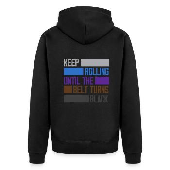 Jiu Jitsu Jiu Jitsu Jiu Jitsu - Unisex Premium Bio Zip Hoodie - Schwarz - Hinten - Nico (187cm)