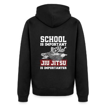Jiu Jitsu Jiu Jitsu Jiu Jitsu - Unisex Premium Bio Zip Hoodie - Schwarz - Hinten - Nico (187cm)