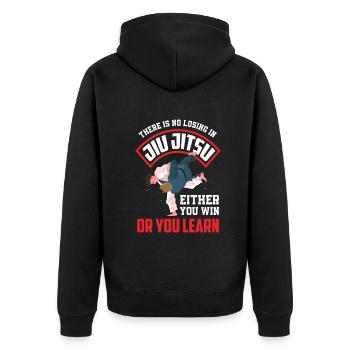 Jiu Jitsu Jiu Jitsu Jiu Jitsu - Unisex Premium Bio Zip Hoodie - Schwarz - Hinten - Nico (187cm)