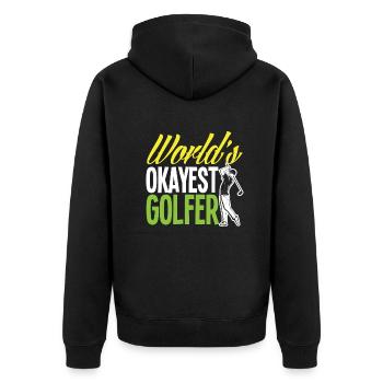 Lustiges Golfen Golf Golfer Geschenk - Unisex Premium Bio Zip Hoodie - Schwarz - Hinten - Nico (187cm)