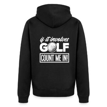 Lustiges Golfen Golf Golfer Geschenk - Unisex Premium Bio Zip Hoodie - Schwarz - Hinten - Nico (187cm)