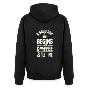 Lustiges Golfen Golf Golfer Geschenk - Unisex Premium Bio Zip Hoodie - Schwarz - Hinten - Nico (187cm)