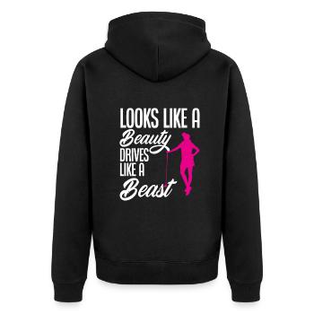 Lustiges Golfen Golf Golfer Geschenk - Unisex Premium Bio Zip Hoodie - Schwarz - Hinten - Nico (187cm)