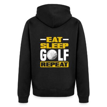 Lustiges Golfen Golf Golfer Geschenk - Unisex Premium Bio Zip Hoodie - Schwarz - Hinten - Nico (187cm)