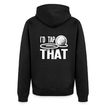 Lustiges Golfen Golf Golfer Geschenk - Unisex Premium Bio Zip Hoodie - Schwarz - Hinten - Nico (187cm)