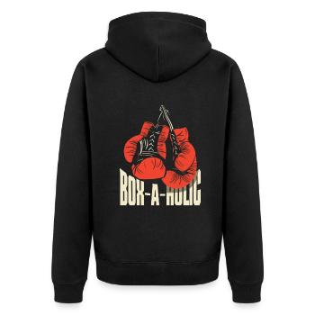 Lustiges Boxen Boxer Geschenk - Unisex Premium Bio Zip Hoodie - Schwarz - Hinten - Nico (187cm)