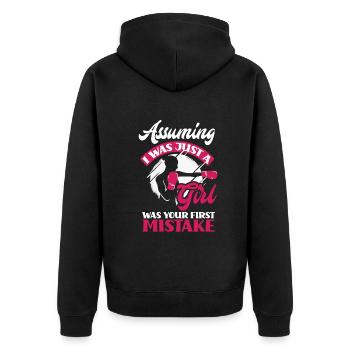 Lustiges Boxen Boxer Geschenk - Unisex Premium Bio Zip Hoodie - Schwarz - Hinten - Nico (187cm)