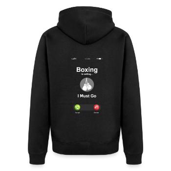Lustiges Boxen Boxer Geschenk - Unisex Premium Bio Zip Hoodie - Schwarz - Hinten - Nico (187cm)