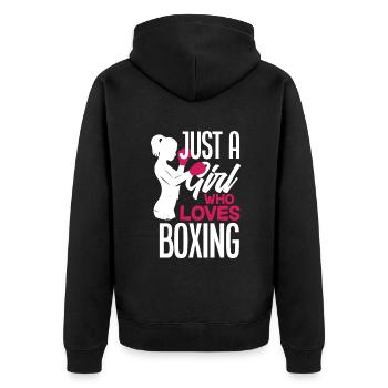 Lustiges Boxen Boxer Geschenk - Unisex Premium Bio Zip Hoodie - Schwarz - Hinten - Nico (187cm)