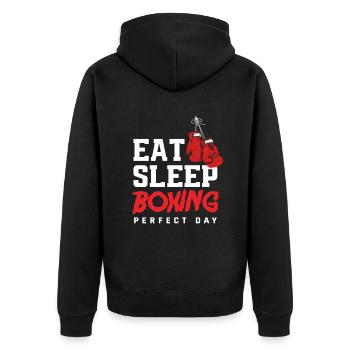 Lustiges Boxen Boxer Geschenk - Unisex Premium Bio Zip Hoodie - Schwarz - Hinten - Nico (187cm)