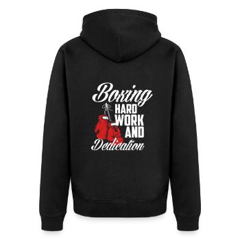 Lustiges Boxen Boxer Geschenk - Unisex Premium Bio Zip Hoodie - Schwarz - Hinten - Nico (187cm)