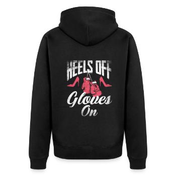 Lustiges Boxen Boxer Geschenk - Unisex Premium Bio Zip Hoodie - Schwarz - Hinten - Nico (187cm)