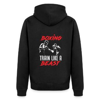 Lustiges Boxen Boxer Geschenk - Unisex Premium Bio Zip Hoodie - Schwarz - Hinten - Nico (187cm)