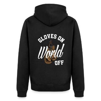 Lustiges Boxen Boxer Geschenk - Unisex Premium Bio Zip Hoodie - Schwarz - Hinten - Nico (187cm)