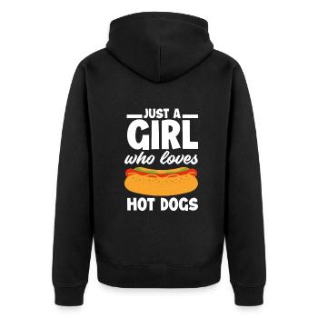 Hot Dog Hot Dogs Liebhaber Geschenk - Unisex Premium Bio Zip Hoodie - Schwarz - Hinten - Nico (187cm)