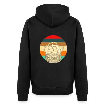 Retro Mushrooms Funny Mushroom Picker Gift - Unisex Premium Organic Zip Hoodie - black - Back - Nico (187cm)