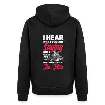 Jiu Jitsu Jiu Jitsu Jiu Jitsu - Unisex Premium Bio Zip Hoodie - Schwarz - Hinten - Nico (187cm)