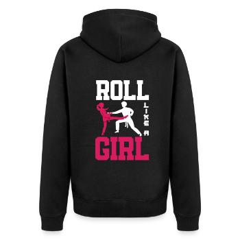 Jiu Jitsu Jiu Jitsu Jiu Jitsu - Unisex Premium Bio Zip Hoodie - Schwarz - Hinten - Nico (187cm)