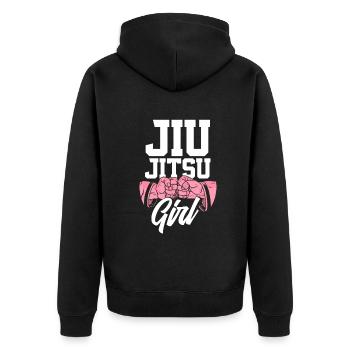 Jiu Jitsu Jiu Jitsu Jiu Jitsu - Unisex Premium Bio Zip Hoodie - Schwarz - Hinten - Nico (187cm)