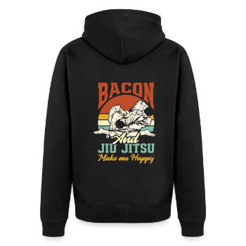 Jiu Jitsu Jiu Jitsu Jiu Jitsu - Unisex Premium Bio Zip Hoodie - Schwarz - Hinten - Nico (187cm)