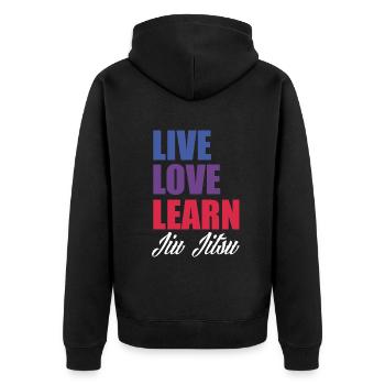 Jiu Jitsu Jiu Jitsu Jiu Jitsu - Unisex Premium Bio Zip Hoodie - Schwarz - Hinten - Nico (187cm)