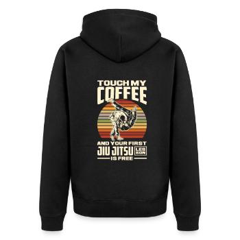 Jiu Jitsu Jiu Jitsu Jiu Jitsu - Unisex Premium Bio Zip Hoodie - Schwarz - Hinten - Nico (187cm)