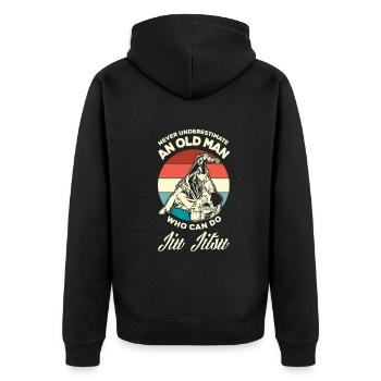 Jiu Jitsu Jiu Jitsu Jiu Jitsu - Unisex Premium Bio Zip Hoodie - Schwarz - Hinten - Nico (187cm)
