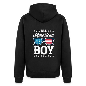 Amérique États-Unis Américain Américain - Veste à capuche bio Premium Unisexe - noir - Dos - Nico (187cm)