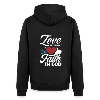 Amérique États-Unis Américain Américain - Veste à capuche bio Premium Unisexe - noir - Dos - Nico (187cm)
