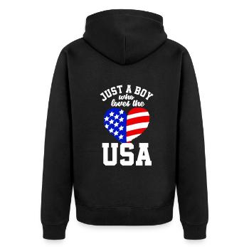 Amérique États-Unis Américain Américain - Veste à capuche bio Premium Unisexe - noir - Dos - Nico (187cm)