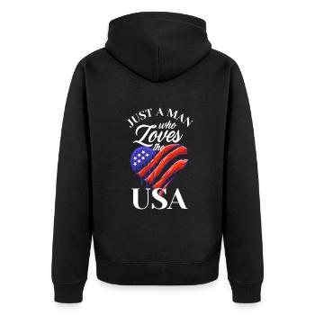 Amérique États-Unis Américain Américain - Veste à capuche bio Premium Unisexe - noir - Dos - Nico (187cm)