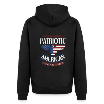 Amérique États-Unis Américain Américain - Veste à capuche bio Premium Unisexe - noir - Dos - Nico (187cm)