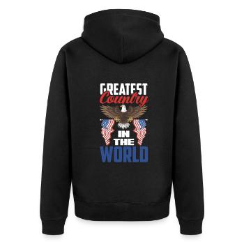 Amérique États-Unis Américain Américain - Veste à capuche bio Premium Unisexe - noir - Dos - Nico (187cm)