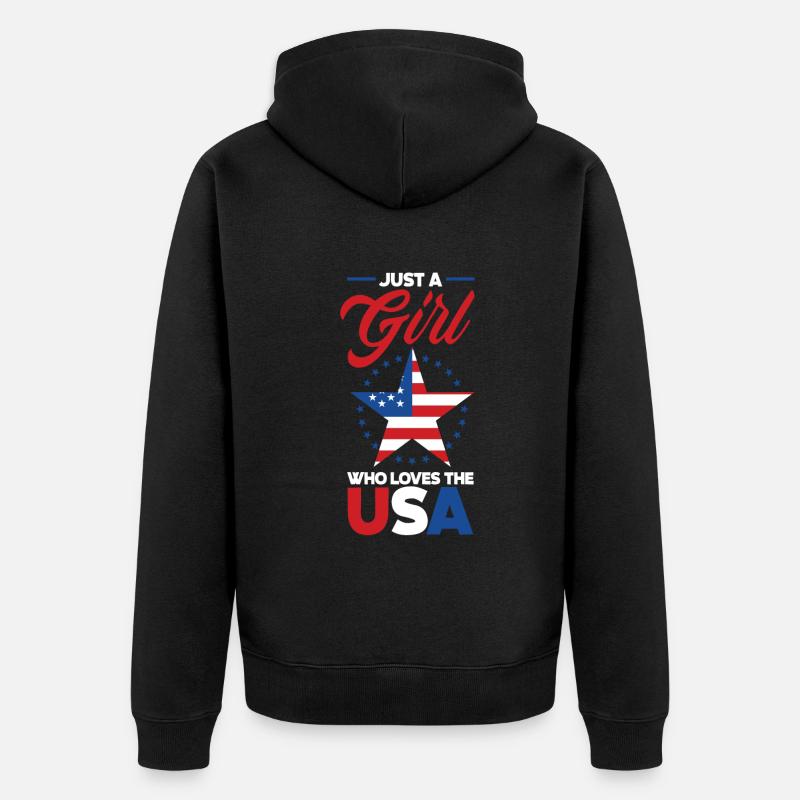 Amérique États-Unis Américain Américain - Veste à capuche bio Premium Unisexe - noir