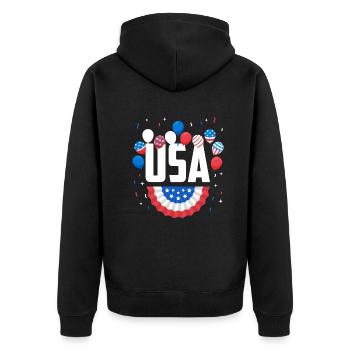 Amérique États-Unis Américain Américain - Veste à capuche bio Premium Unisexe - noir - Dos - Nico (187cm)