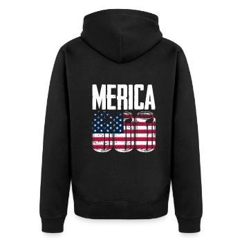 Amérique États-Unis Américain Américain - Veste à capuche bio Premium Unisexe - noir - Dos - Nico (187cm)