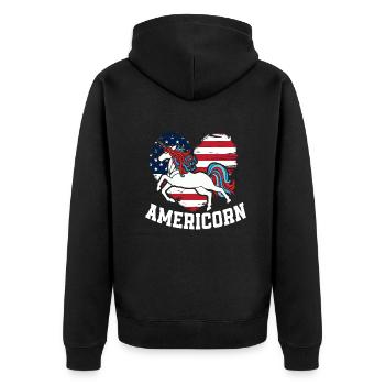 Amérique États-Unis Américain Américain - Veste à capuche bio Premium Unisexe - noir - Dos - Nico (187cm)