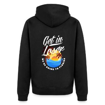 Florida - Unisex Premium Bio Zip Hoodie - Schwarz - Hinten - Nico (187cm)