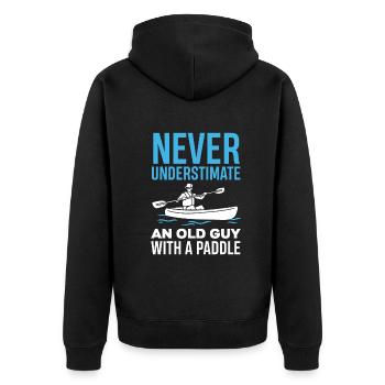 Kajak Kanu - Unisex Premium Bio Zip Hoodie - Schwarz - Hinten - Nico (187cm)