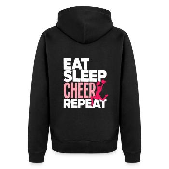Lustiges Cheerleader Cheerleading Geschenk - Unisex Premium Bio Zip Hoodie - Schwarz - Hinten - Nico (187cm)