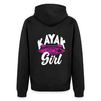Kajak Kanu - Unisex Premium Bio Zip Hoodie - Schwarz - Hinten - Nico (187cm)