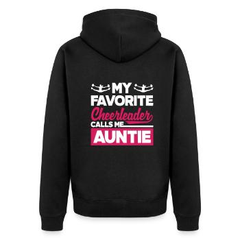 Lustiges Cheerleader Cheerleading Geschenk - Unisex Premium Bio Zip Hoodie - Schwarz - Hinten - Nico (187cm)