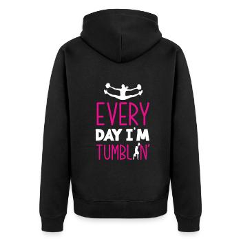 Lustiges Cheerleader Cheerleading Geschenk - Unisex Premium Bio Zip Hoodie - Schwarz - Hinten - Nico (187cm)