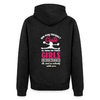Lustiges Cheerleader Cheerleading Geschenk - Unisex Premium Bio Zip Hoodie - Schwarz - Hinten - Nico (187cm)