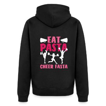 Lustiges Cheerleader Cheerleading Geschenk - Unisex Premium Bio Zip Hoodie - Schwarz - Hinten - Nico (187cm)