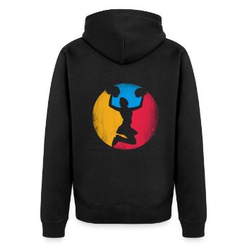 Lustiges Cheerleader Cheerleading Geschenk - Unisex Premium Bio Zip Hoodie - Schwarz - Hinten - Nico (187cm)